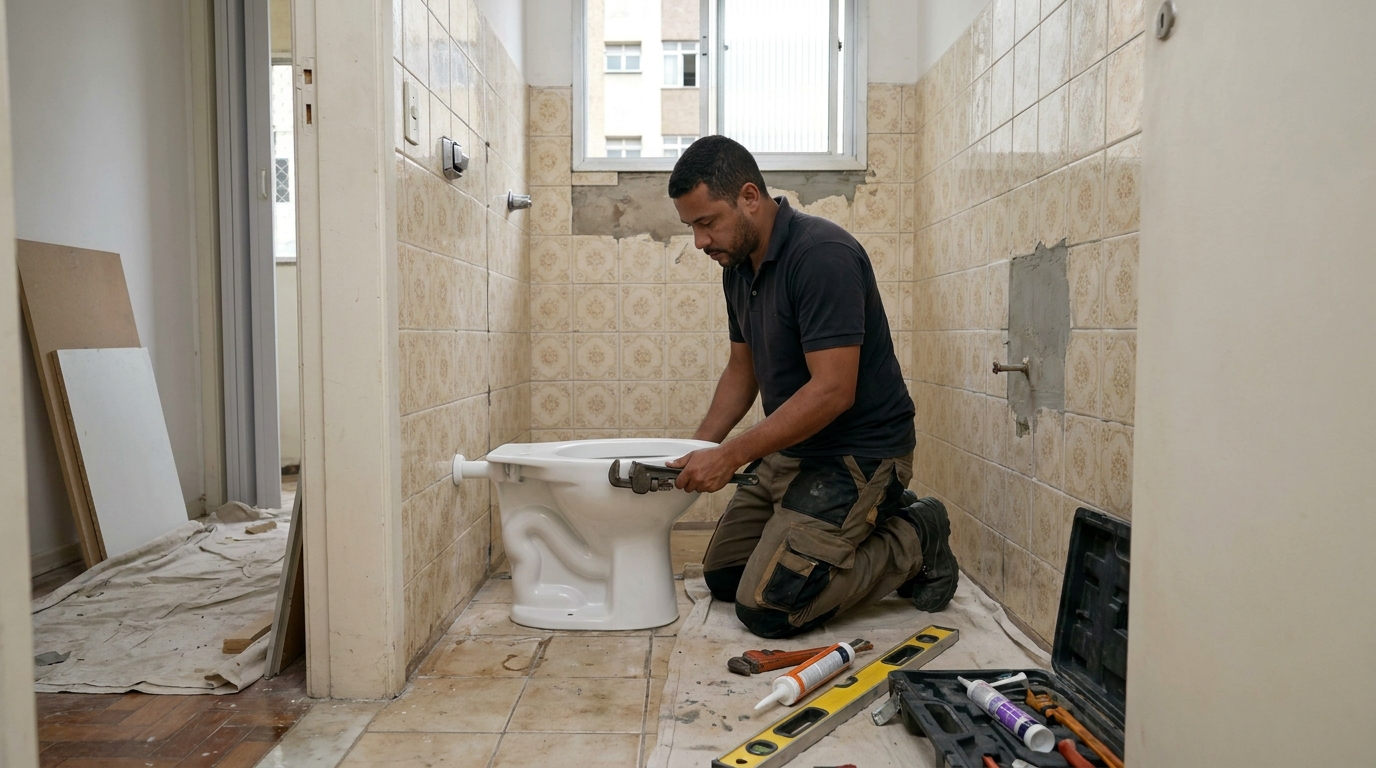 Instalação de vaso sanitário profissional em Catanduva‑SP