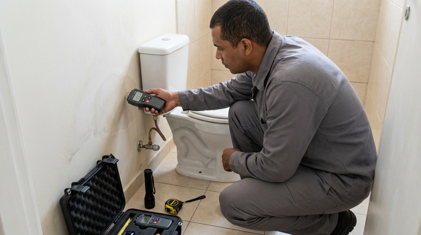 Técnico de caça vazamento em residência em Catanduva‑SP
